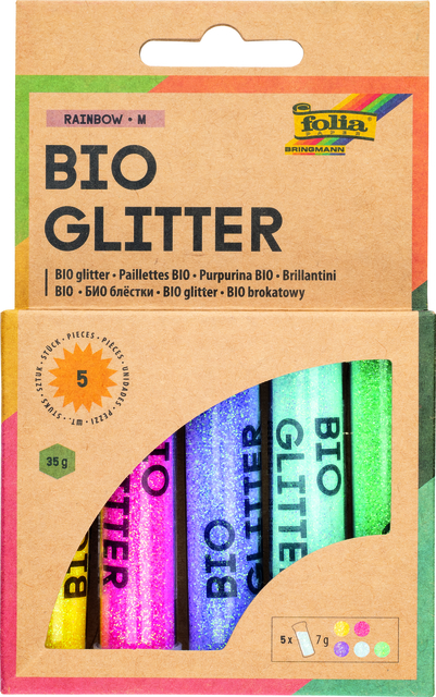 Glitterpoeder Bio Folia Rainbow 7gr 5 kleuren - Afbeelding 2