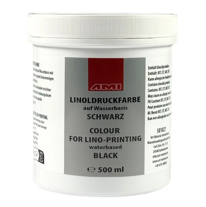 AMI Linodrukverf Zwart 500ml Waterbasis
