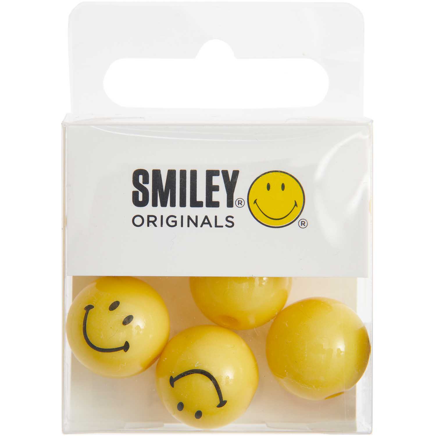 Smiley kralen, rond geel
