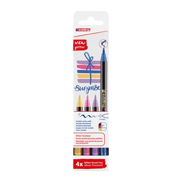 Edding 1340 Glitter Brushpennen Set 4st.