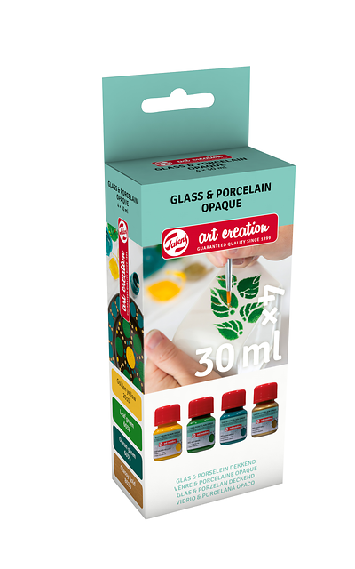 Talens Art Creat.Glas & Porselein Dekkend Set 4 x 30 ml Groen Goud
