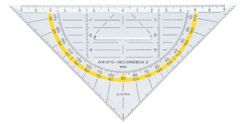 Geodriehoek Aristo 14 cm met greep