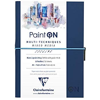 Paint'On A5 double PU sewn book + elastic 250g 32 sheets white with grain