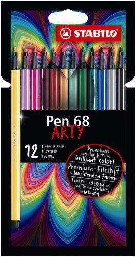 STABILO Pen 68 - premium viltstift - ARTY etui met 12 kleuren