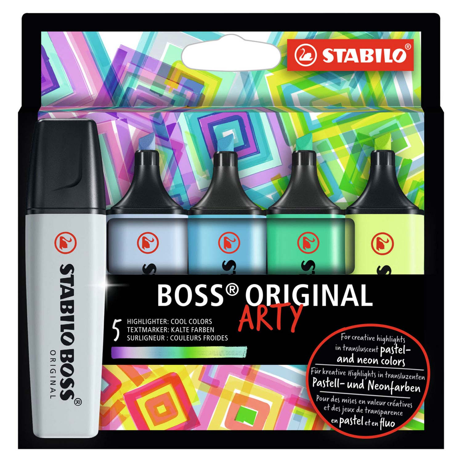 STABILO BOSS ORIGINAL - ARTY etui met 5 kleuren - 'cool colors'