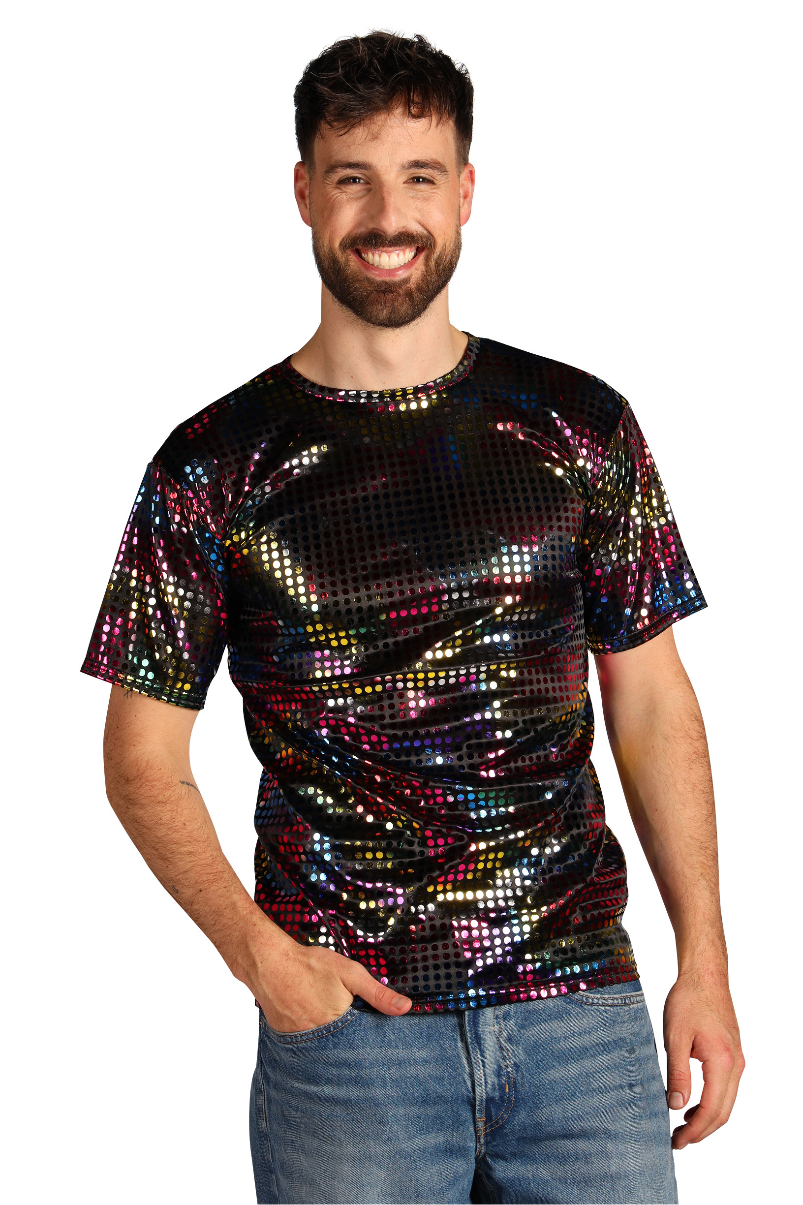 T-shirt Heren Party King Disco Zwart - Afbeelding 2