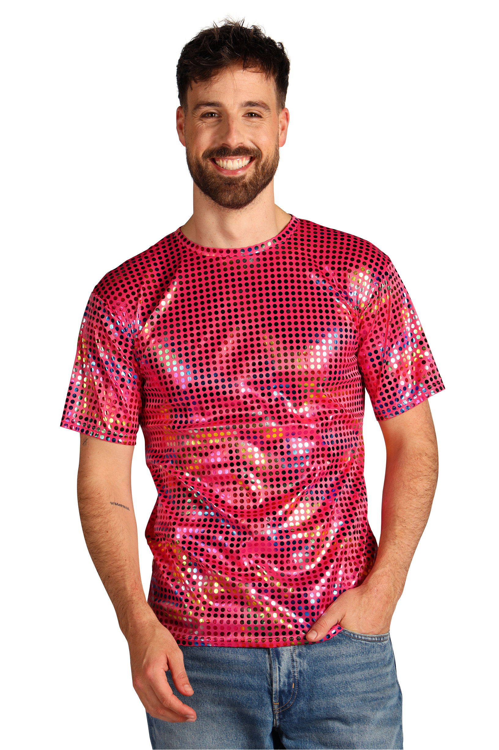 T-shirt Heren Party King Disco Roze - Afbeelding 2