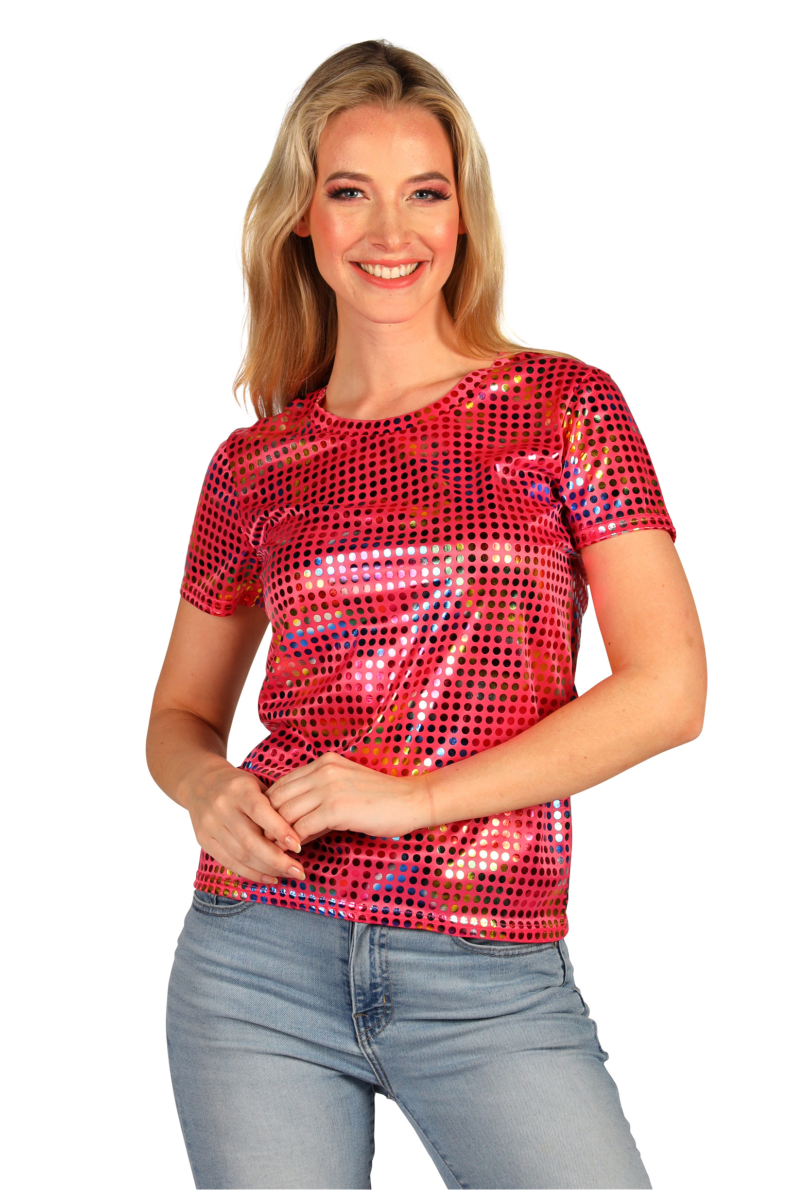 T-shirt Dames Party Queen Disco Roze - Afbeelding 2