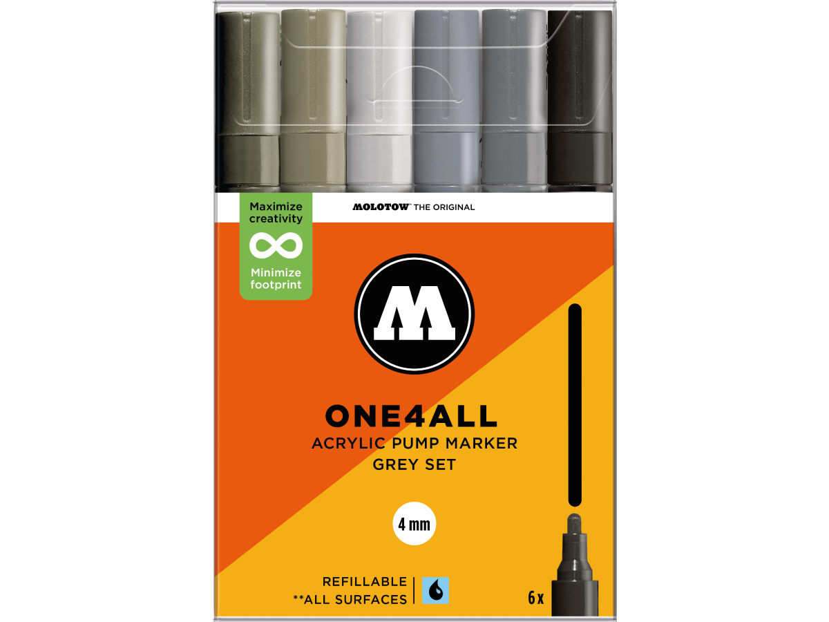 Molotow One4all Acryverf Stiften Set 4mm Grijstinten