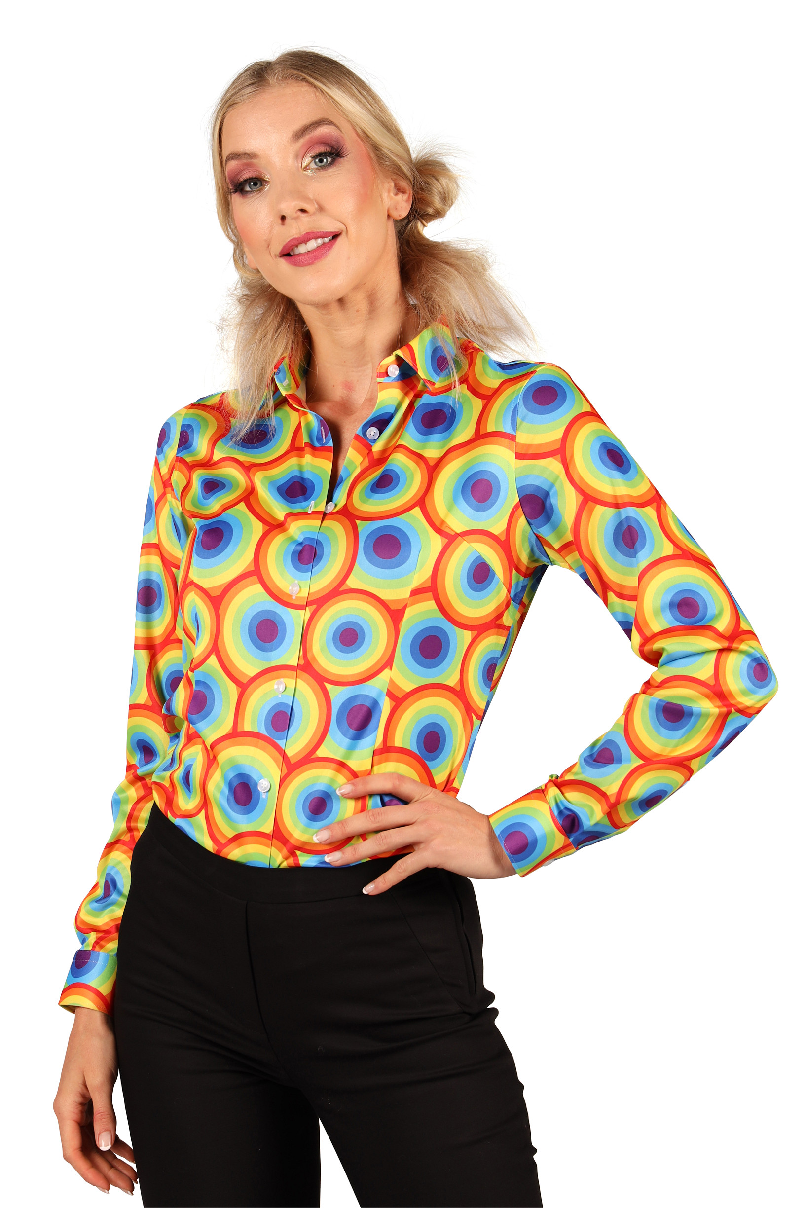 Damesblouse "Rainbow Queen" 70s Regenboog - Afbeelding 2