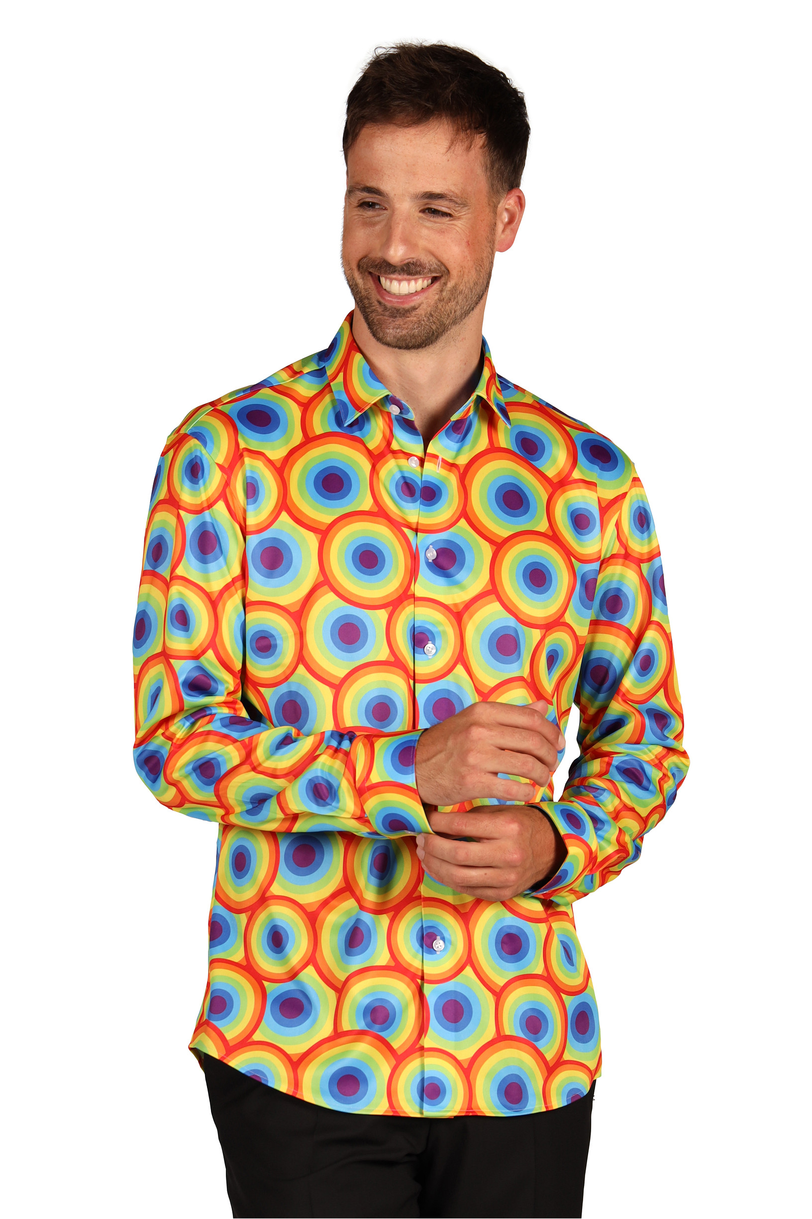 Herenblouse "Rainbow King" 70s Regenboog