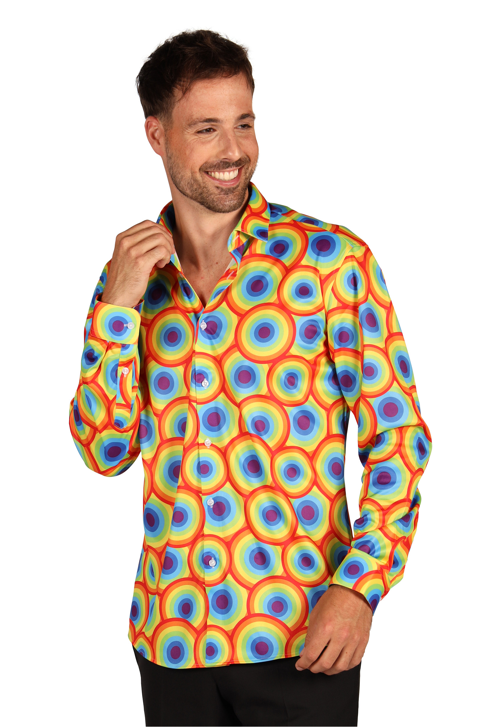 Herenblouse "Rainbow King" 70s Regenboog - Afbeelding 2