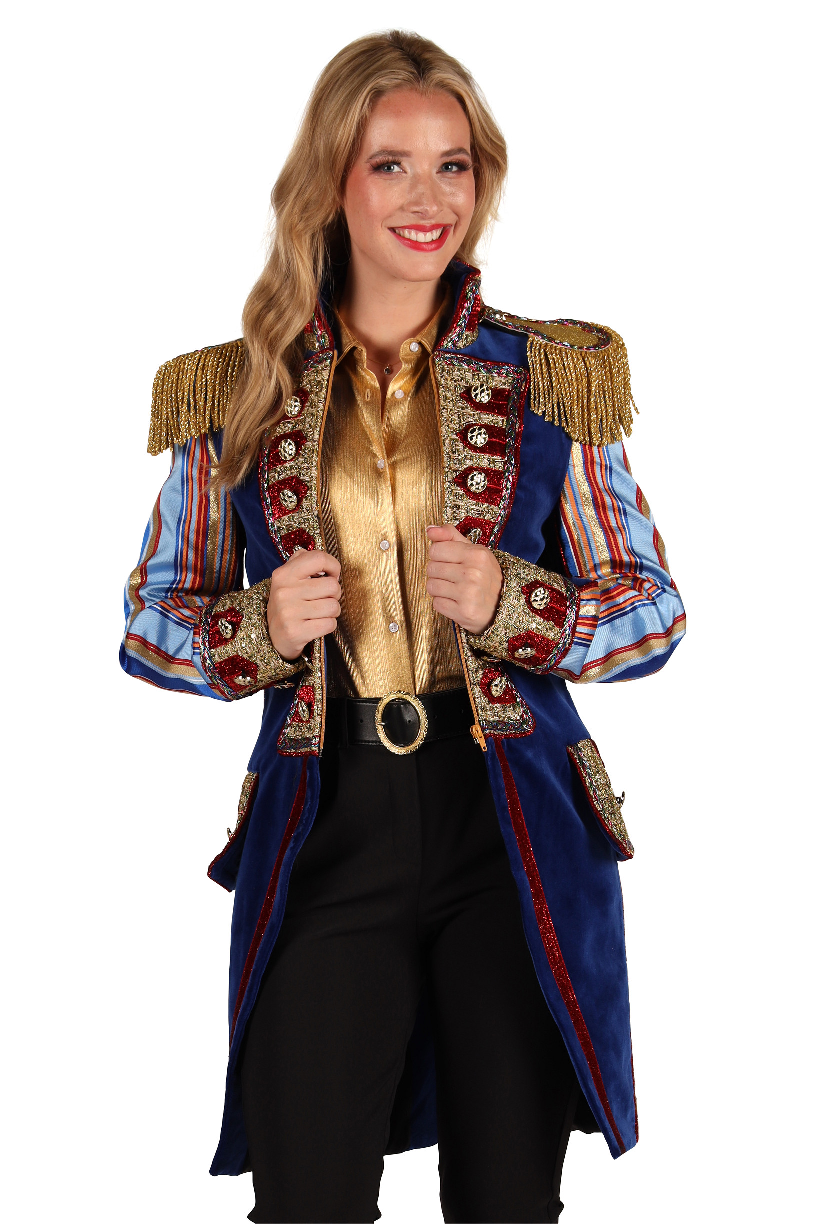 Carnavalsjas Dames "Velvet Sensation" Blauw - Afbeelding 1