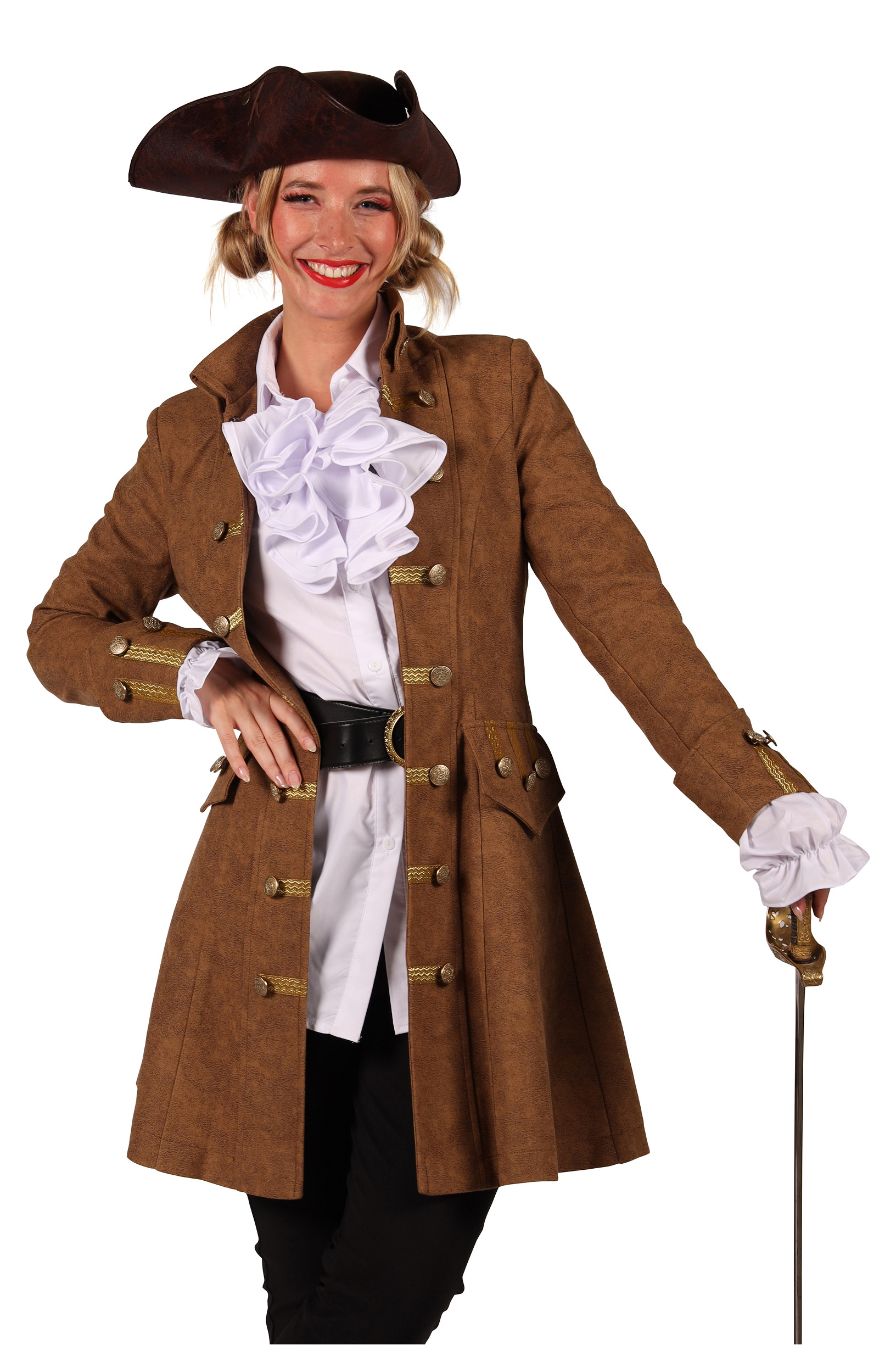 Piraten Jas Dame "Anne Bonny" Bruin - Keuze uit diverse maten