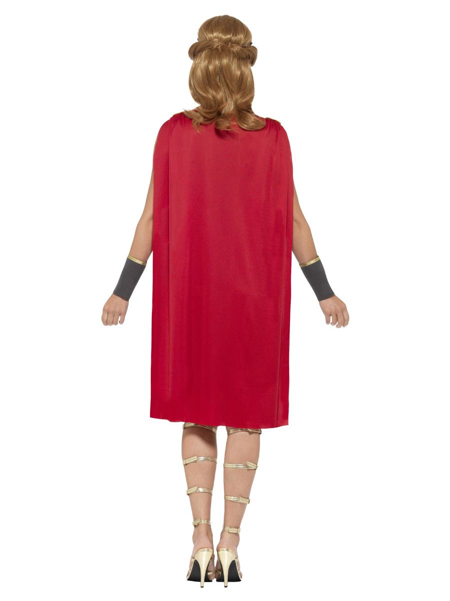 Romijnse Soldaat Kostuum Dames Zwart Met Jurkje, Cape, Armstukken en Hoofdband - Afbeelding 1