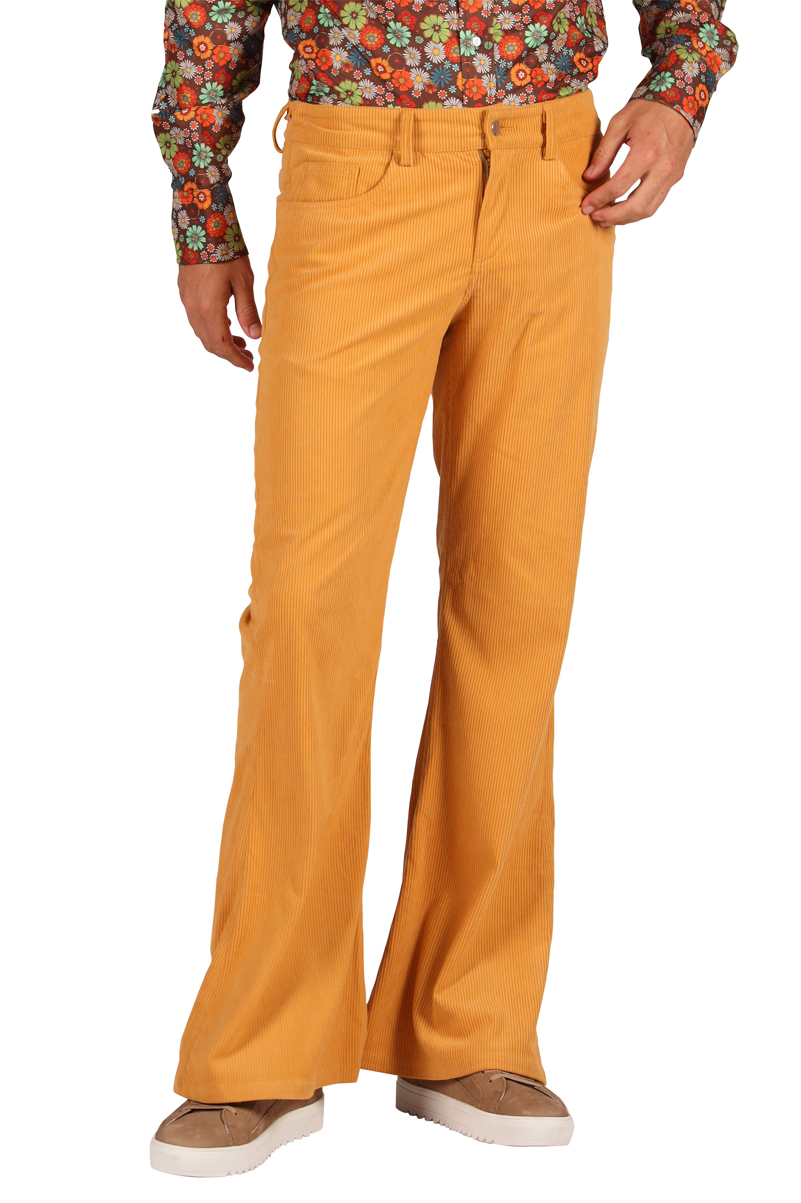 Retro 70's Ribcordbroek Corduroy Geel - keuze uit diverse maten