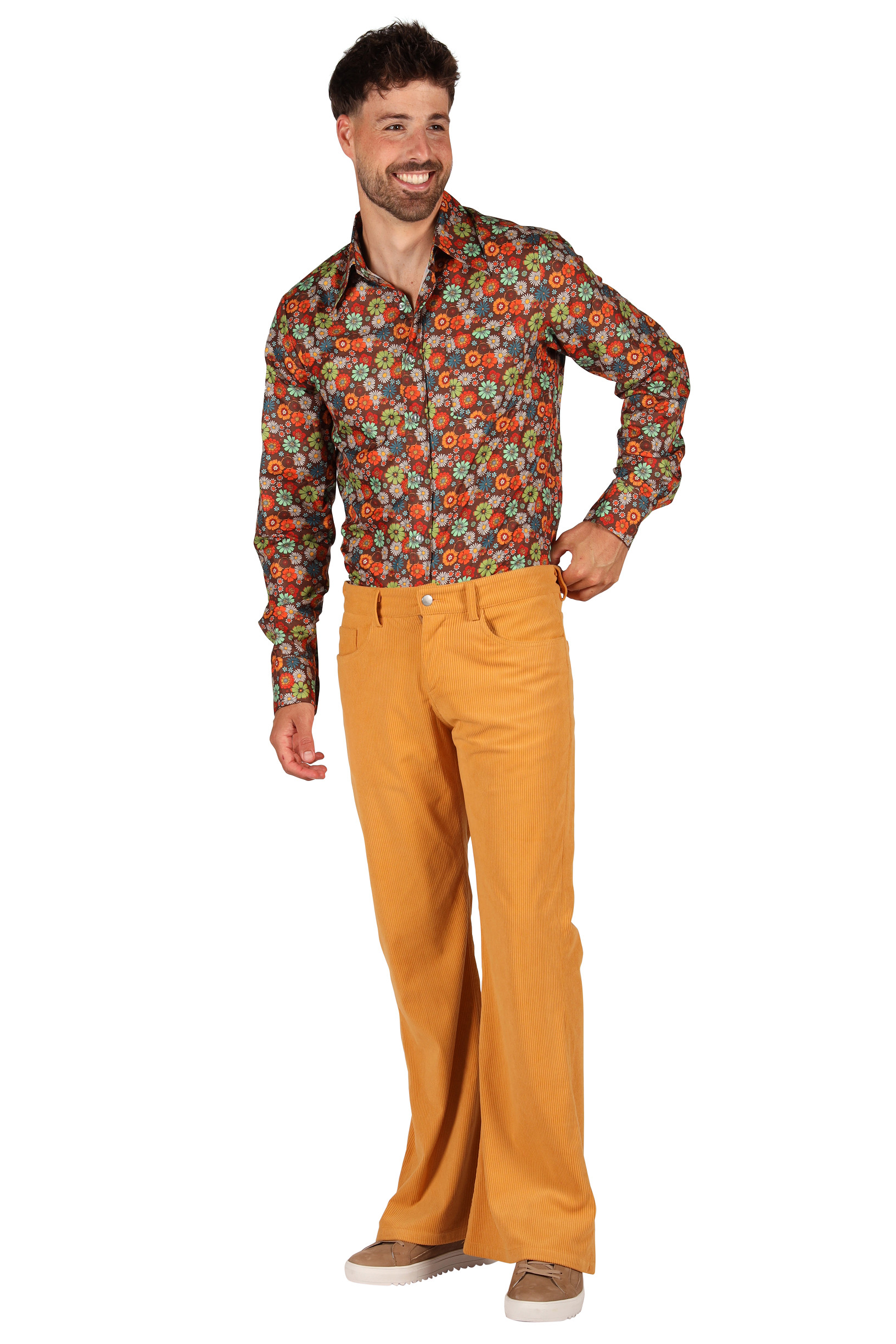 Retro 70's Ribcordbroek Corduroy Geel - keuze uit diverse maten - Afbeelding 2