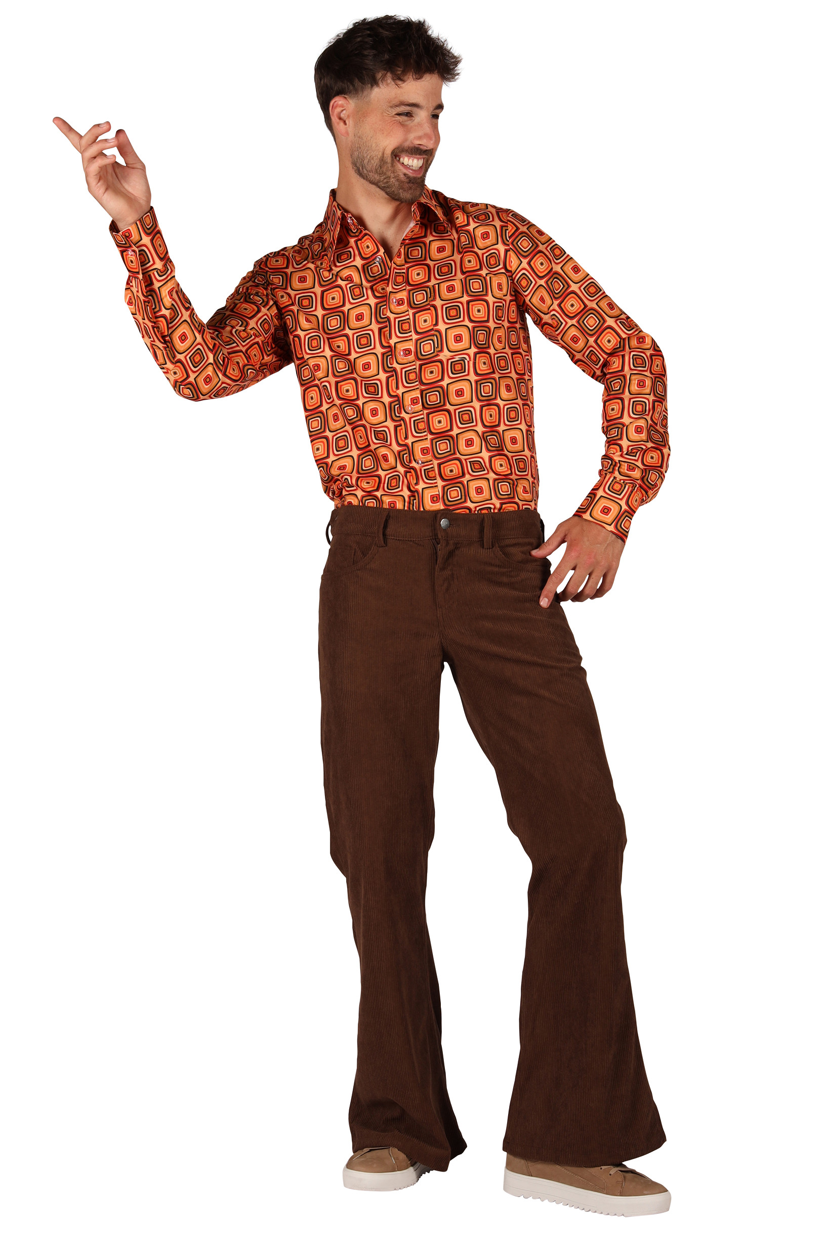 Retro 70's Ribcordbroek Corduroy Bruin - keuze uit diverse maten - Afbeelding 2