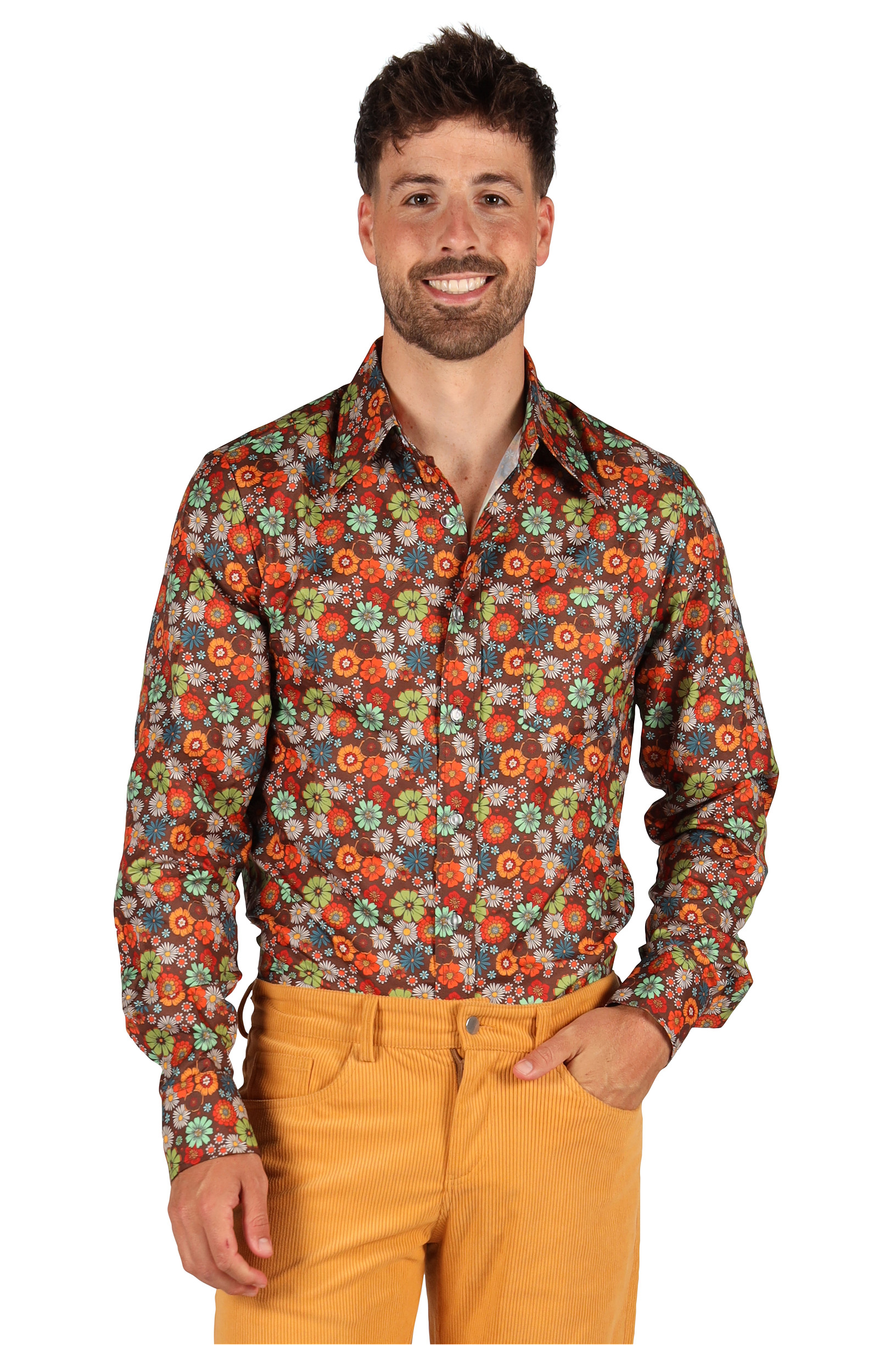 Retro 70's Overhemd Flowers - Keuze uit diverse maten - Afbeelding 1