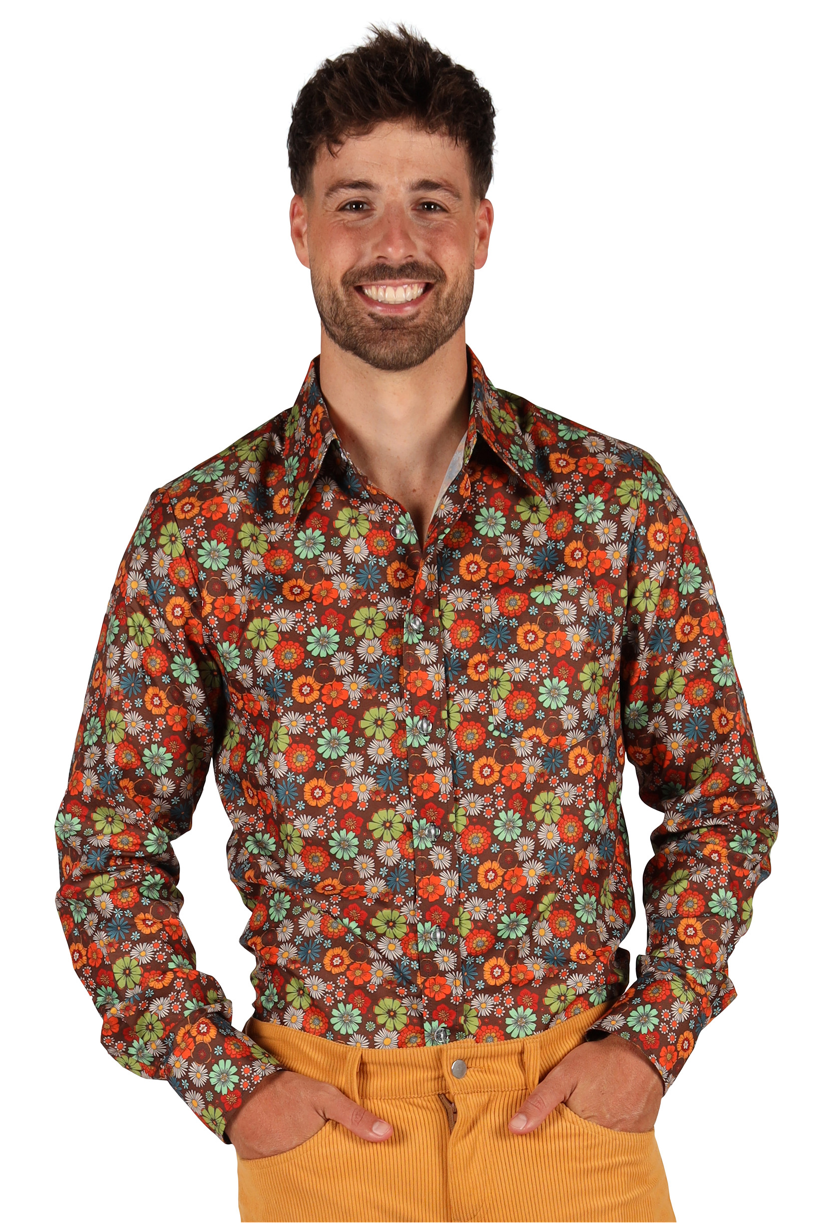 Retro 70's Overhemd Flowers - Keuze uit diverse maten