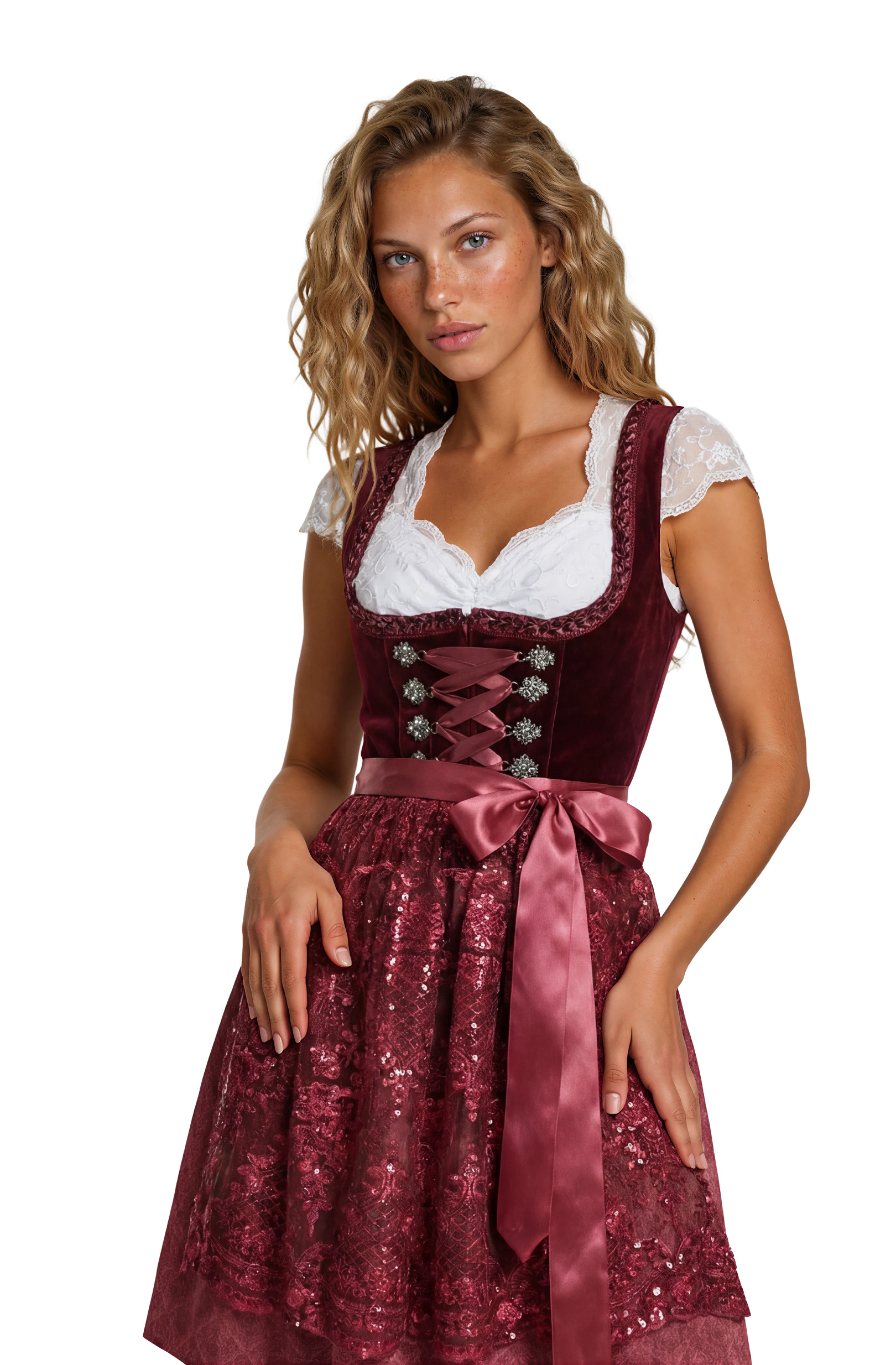 Dirndl Jurk "Jula" Bordorood  - Afbeelding 2