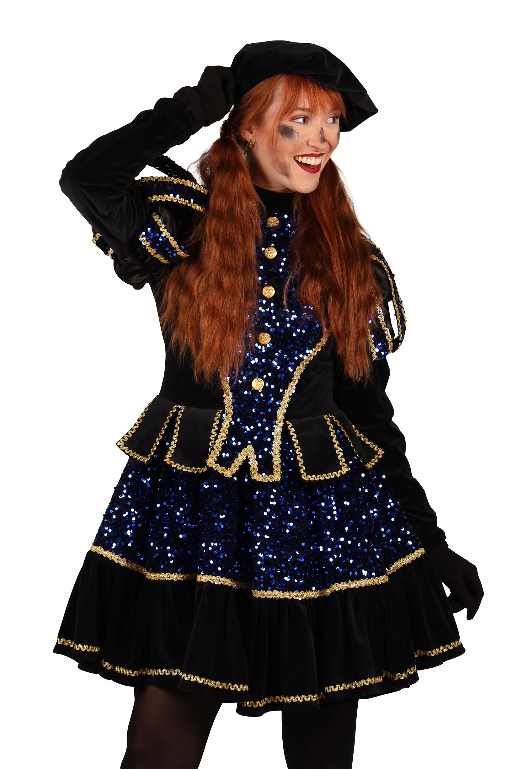 Dames Piet Kostuum Altea Zwart-Blauw mt. S - Afbeelding 3