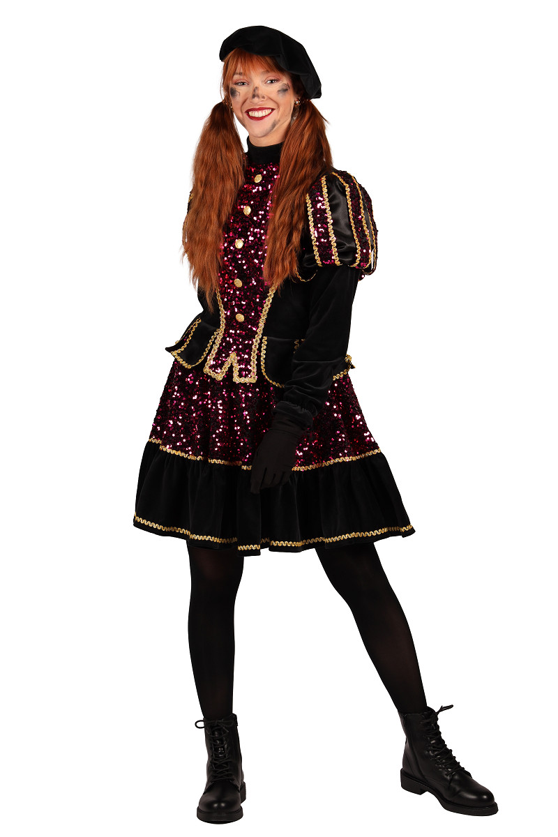 Dames Piet Kostuum Altea Zwart-Roze mt. M - Afbeelding 2
