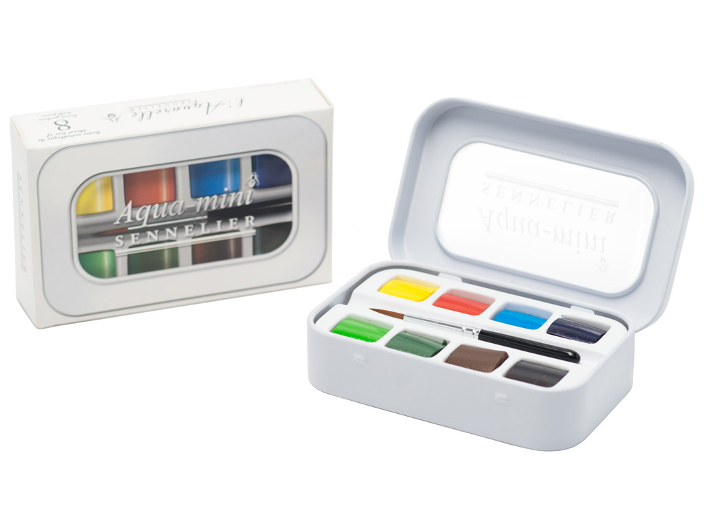 Sennelier Aquarelverf-miniset > 8 halve napjes + 1 penseel