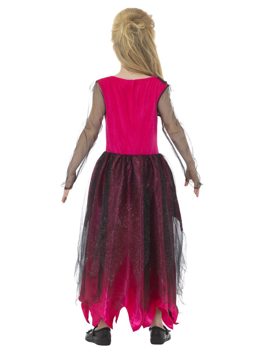 Luxe Gothic Gala Koningin Kostuum Roze/Zwart Met Jurk & Tiara - Afbeelding 2