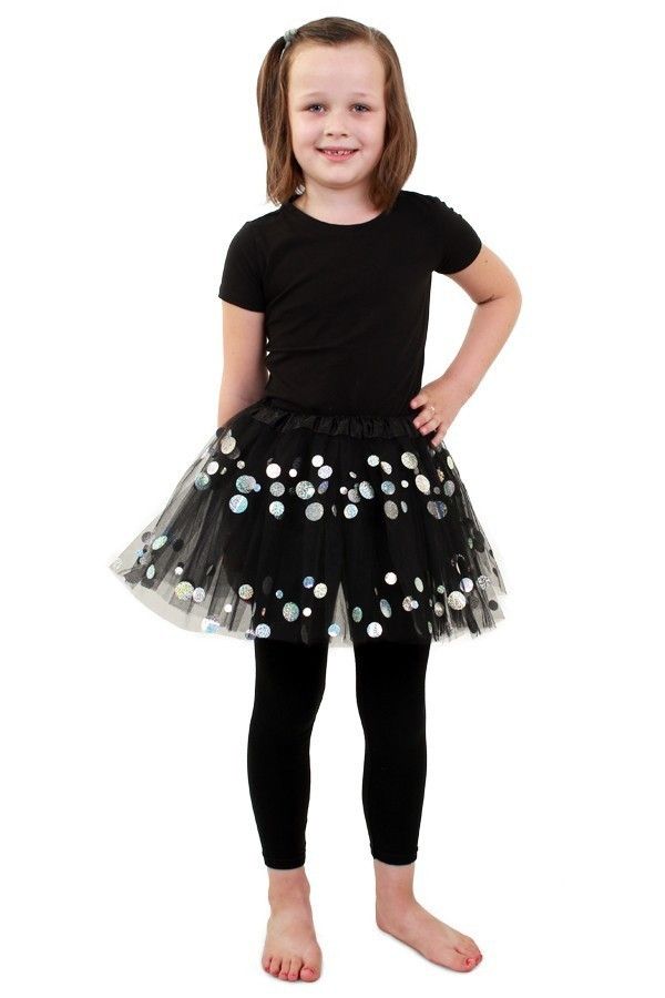 Tule rokje zwart met dots kids one size  