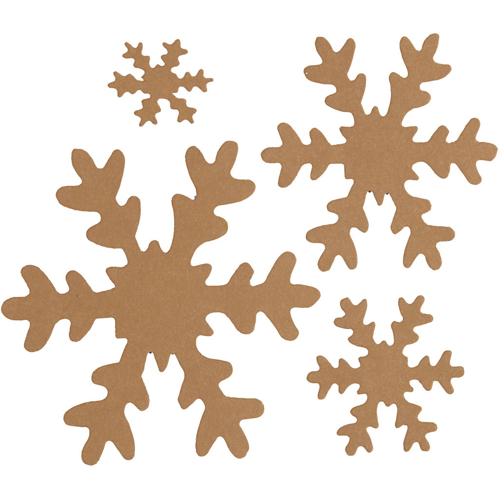 Sneeuwvlok, d: 3+5+8+10 cm, dikte 350 gr, naturel, 16stuks deco12 - Afbeelding 1