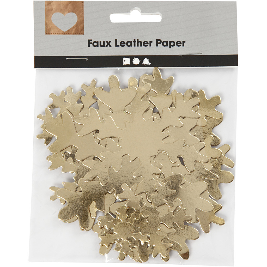 Sneeuwvlok, d: 3+5+8+10 cm, dikte 350 gr, goud, 16stuks deco12 - Afbeelding 2