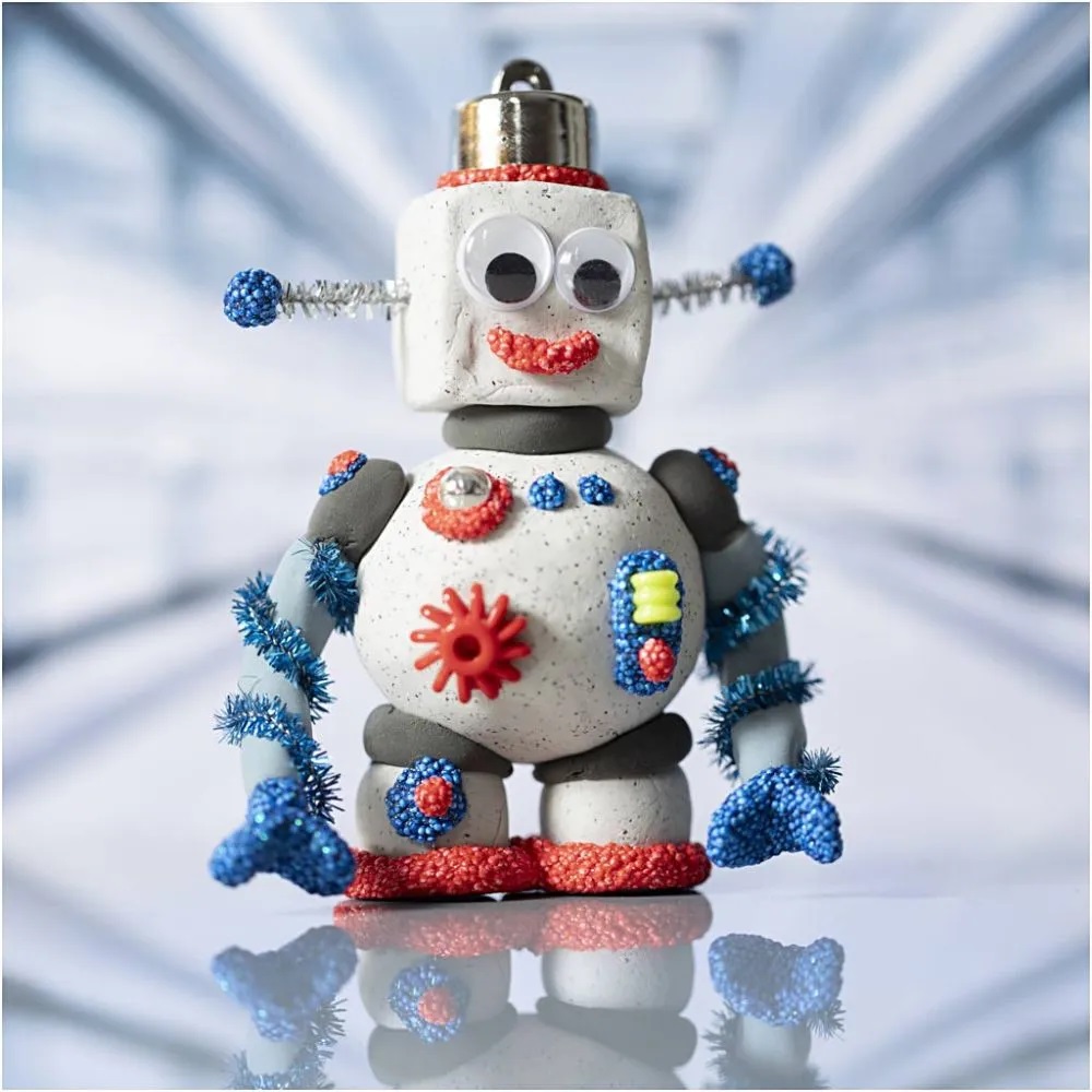 Mini Hobbyset Boetseren, Robot, blauw, grijs, rood, 1 doos - Afbeelding 4