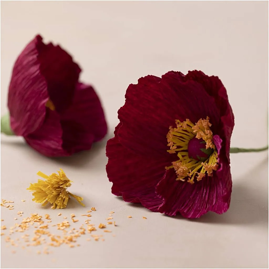 Mini Hobbyset Crêpepapier Klaprozen – DIY Bloemen Knutselset met Luxe Crêpepapier\ - Afbeelding 4
