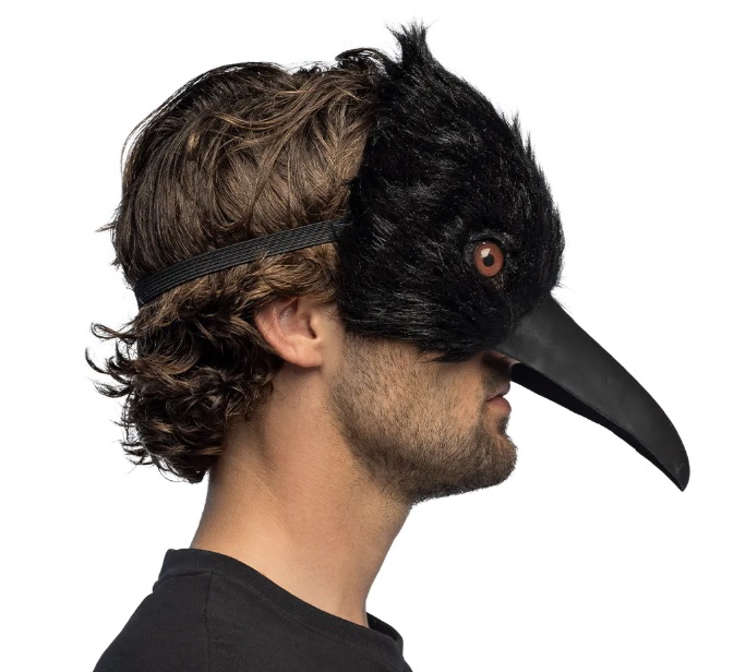 Pluchen half oogmasker Kraai - Afbeelding 3