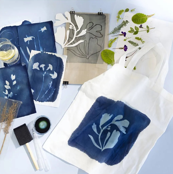 Hobbyset Cyanotypie, Textiel, blauw, 1 doos - Afbeelding 3