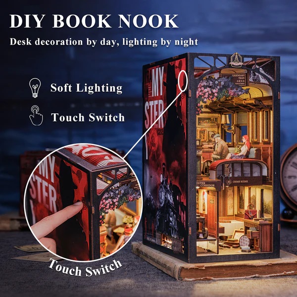 AB DIY Cutebee, Booknook, Het trein mysterie/Train Mystery Case, 18x11x23cm - Afbeelding 4