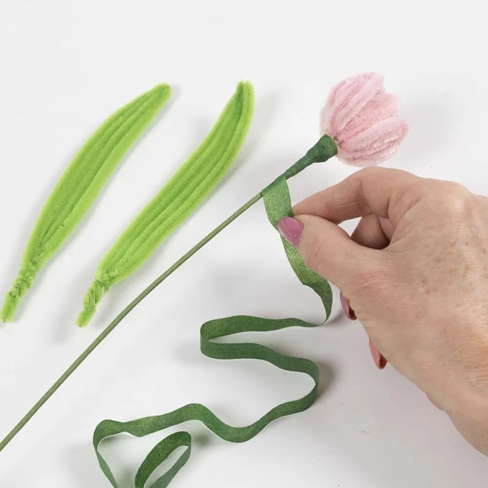 Mini Hobbyset Bloemen van Chenilledraad, Tulpen, diverse kleuren, 1 doos - Afbeelding 4
