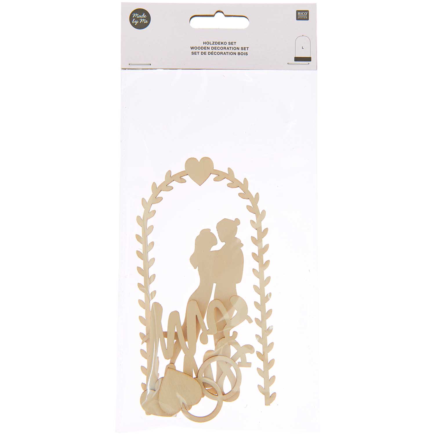 Houten Decoratieset Huwelijk 6stks. - Afbeelding 2