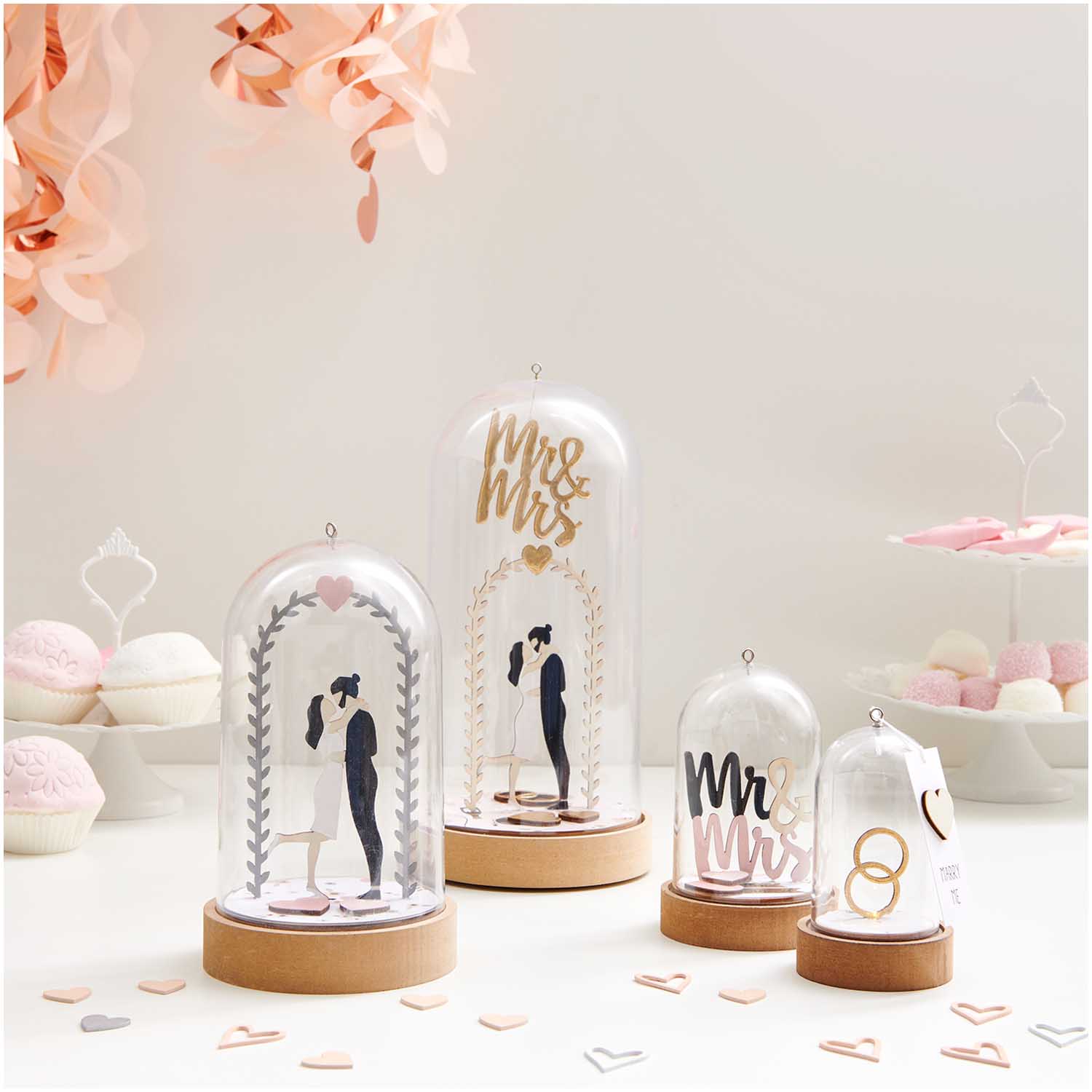 Houten Decoratieset Huwelijk 6stks. - Afbeelding 3