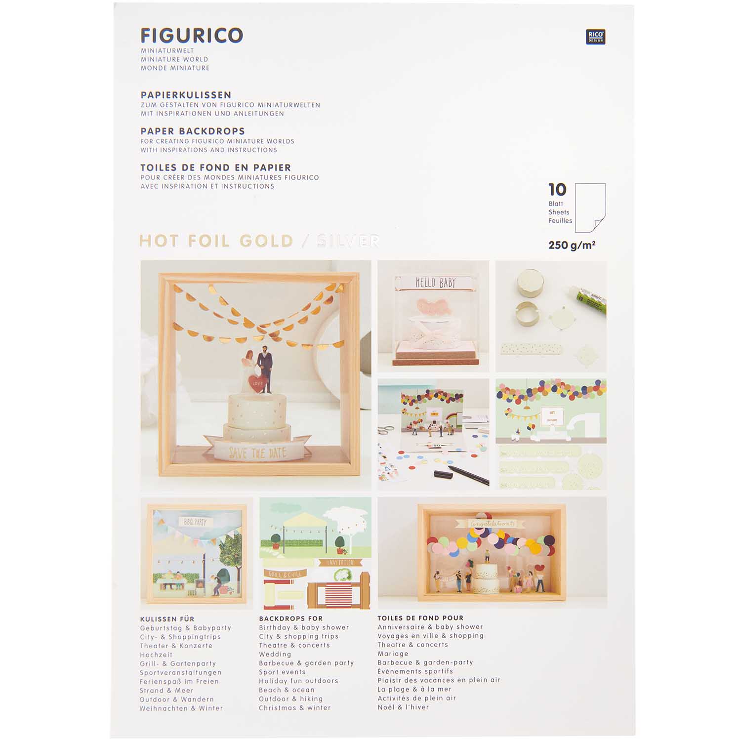 RICO MINIATUURWERELD PAPIER COULISSEN A4, 22 BLAADJES