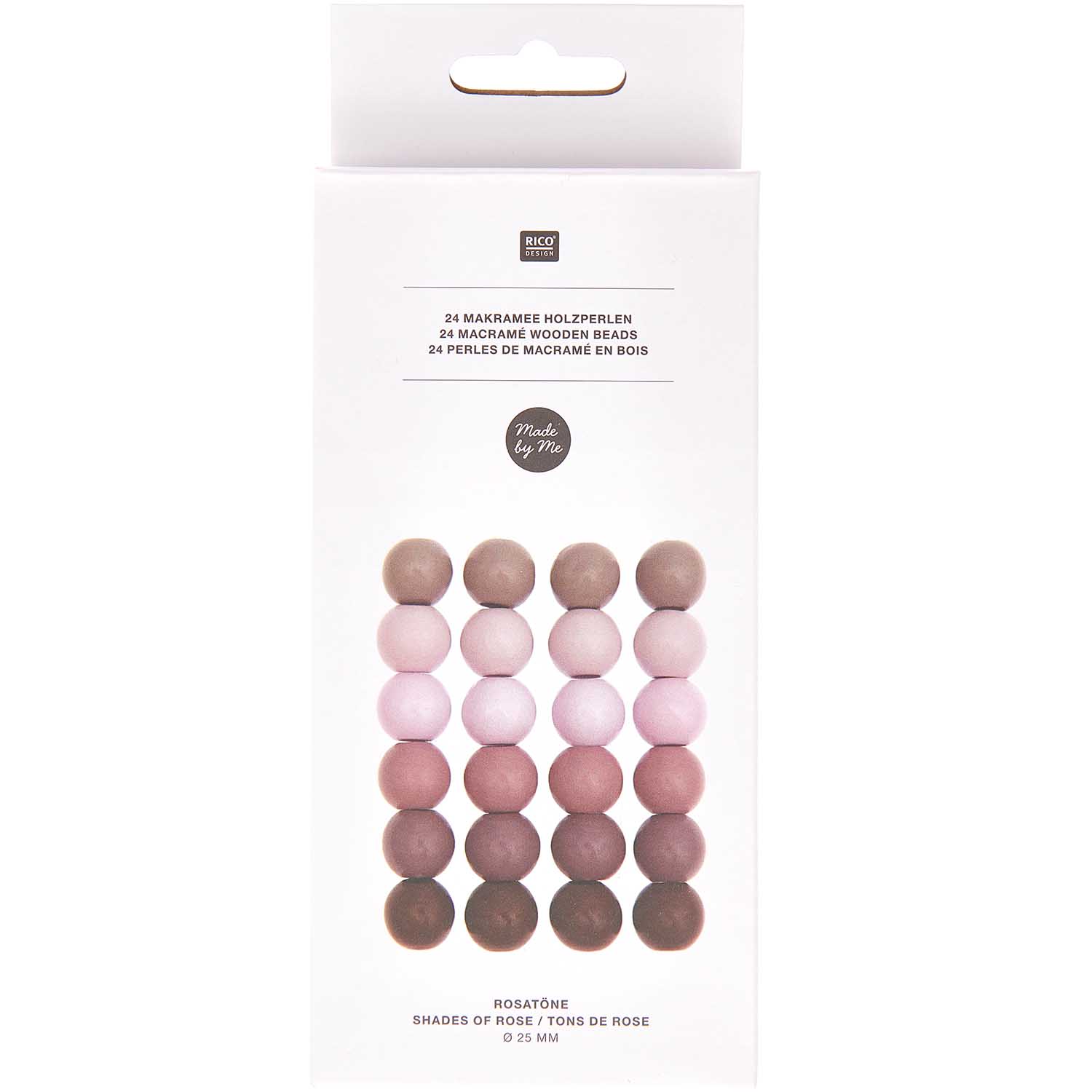 MACRAMÉ KRALEN, HOUT, SHADES OF ROSE , Ø25MM, 24 STKS. - Afbeelding 2