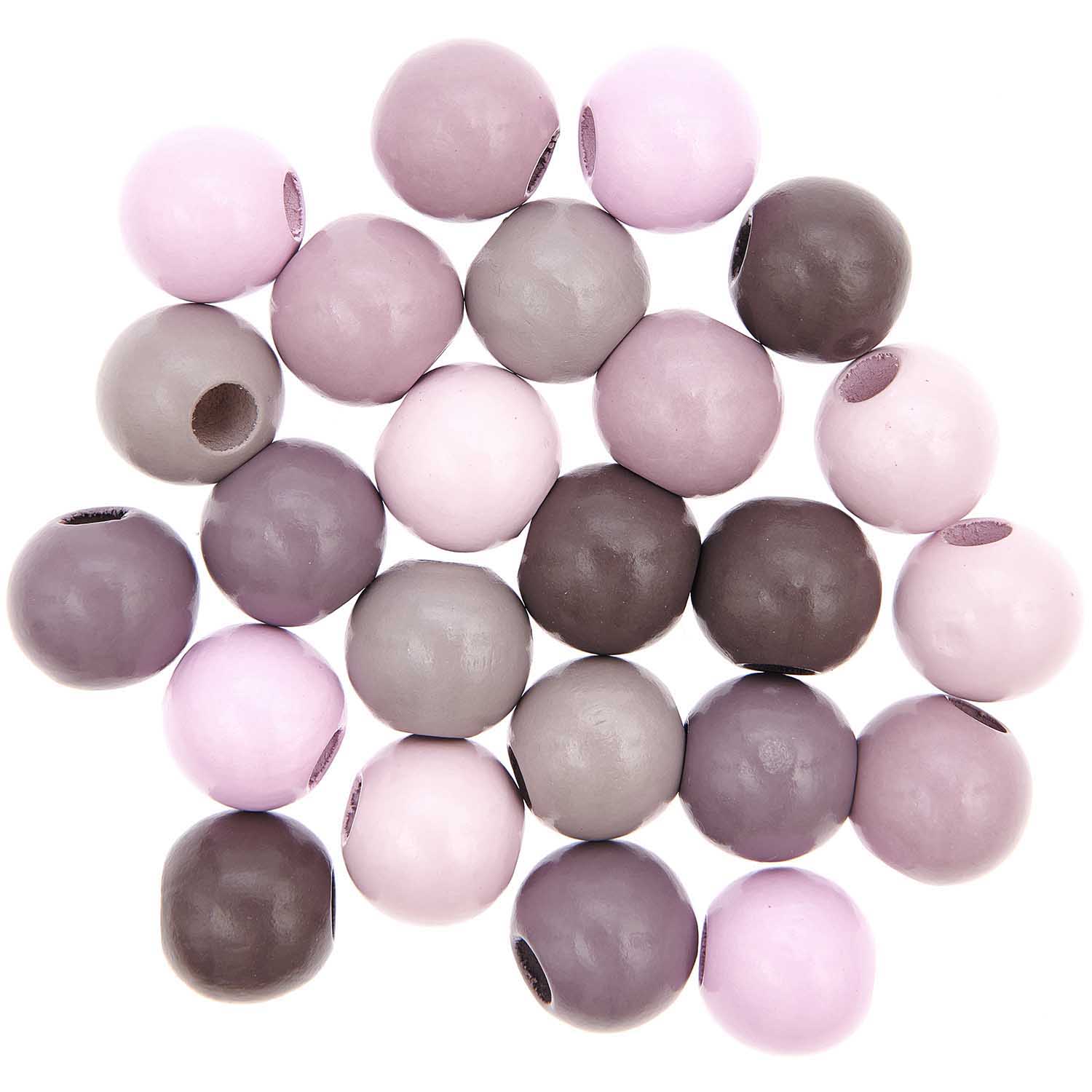 MACRAMÉ KRALEN, HOUT, SHADES OF ROSE , Ø25MM, 24 STKS. - Afbeelding 3
