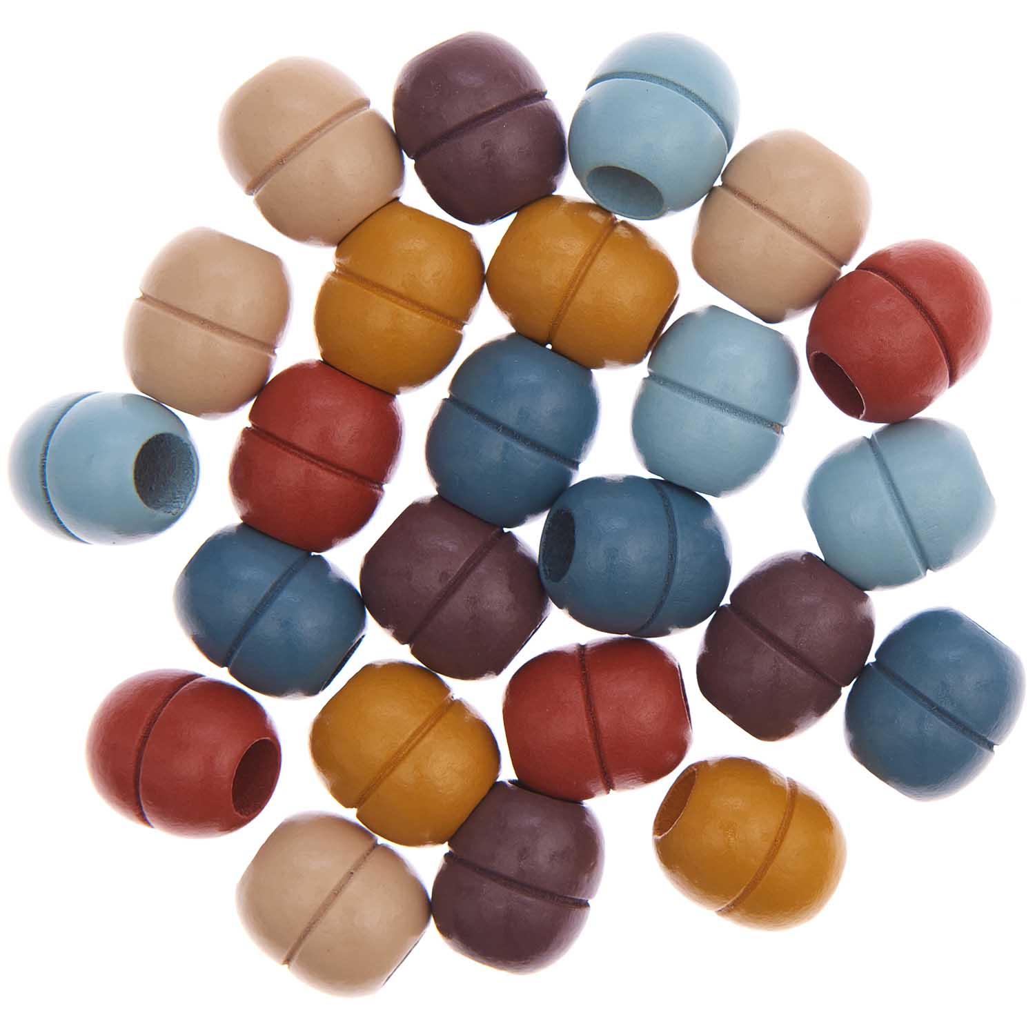 MACRAMÉ KRALEN, HOUT, AARDE TINTEN, 19X22MM, 24 stks. - Afbeelding 3
