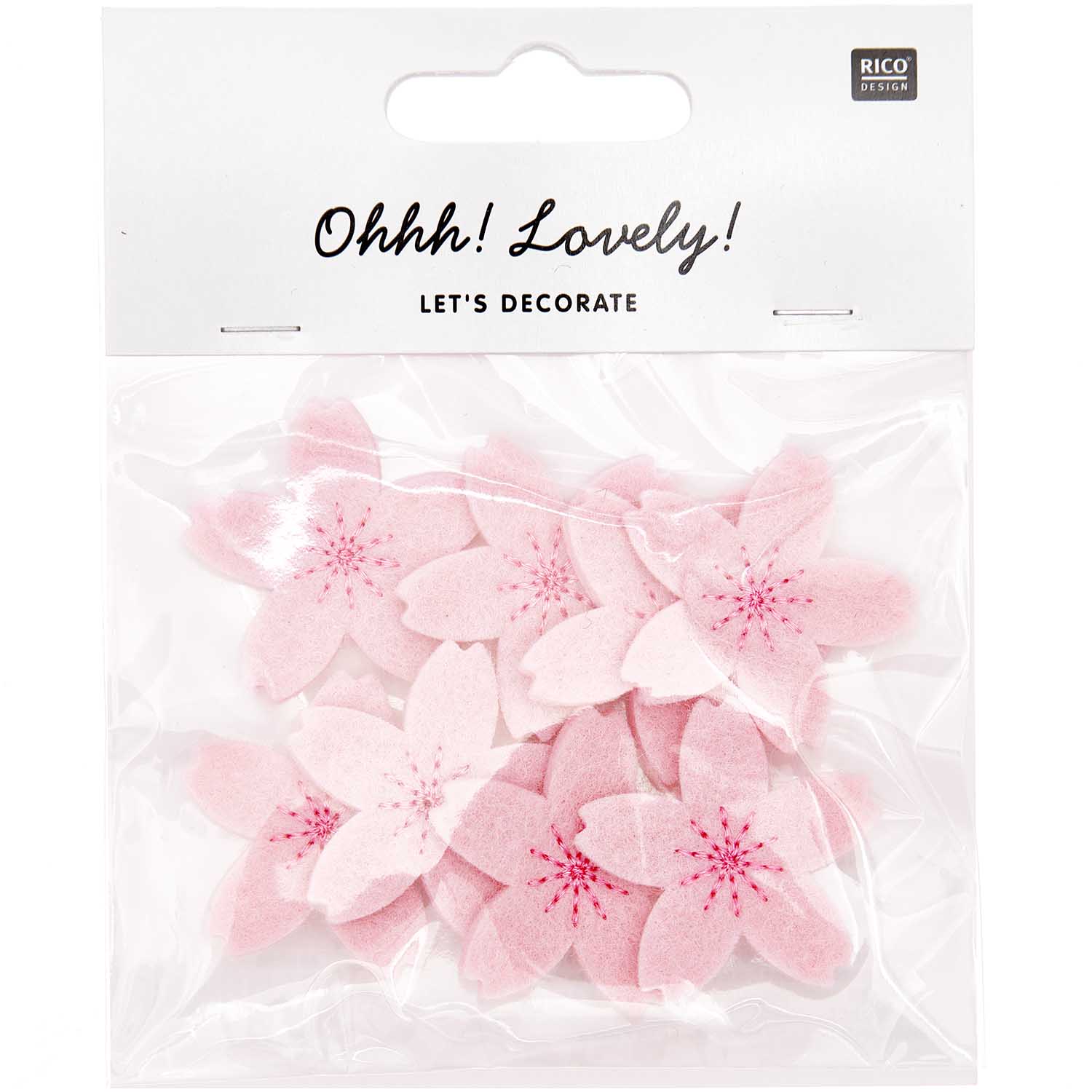 BLOEMEN VAN VILT PINK GEBORDUURD, 8 PCS - Afbeelding 2