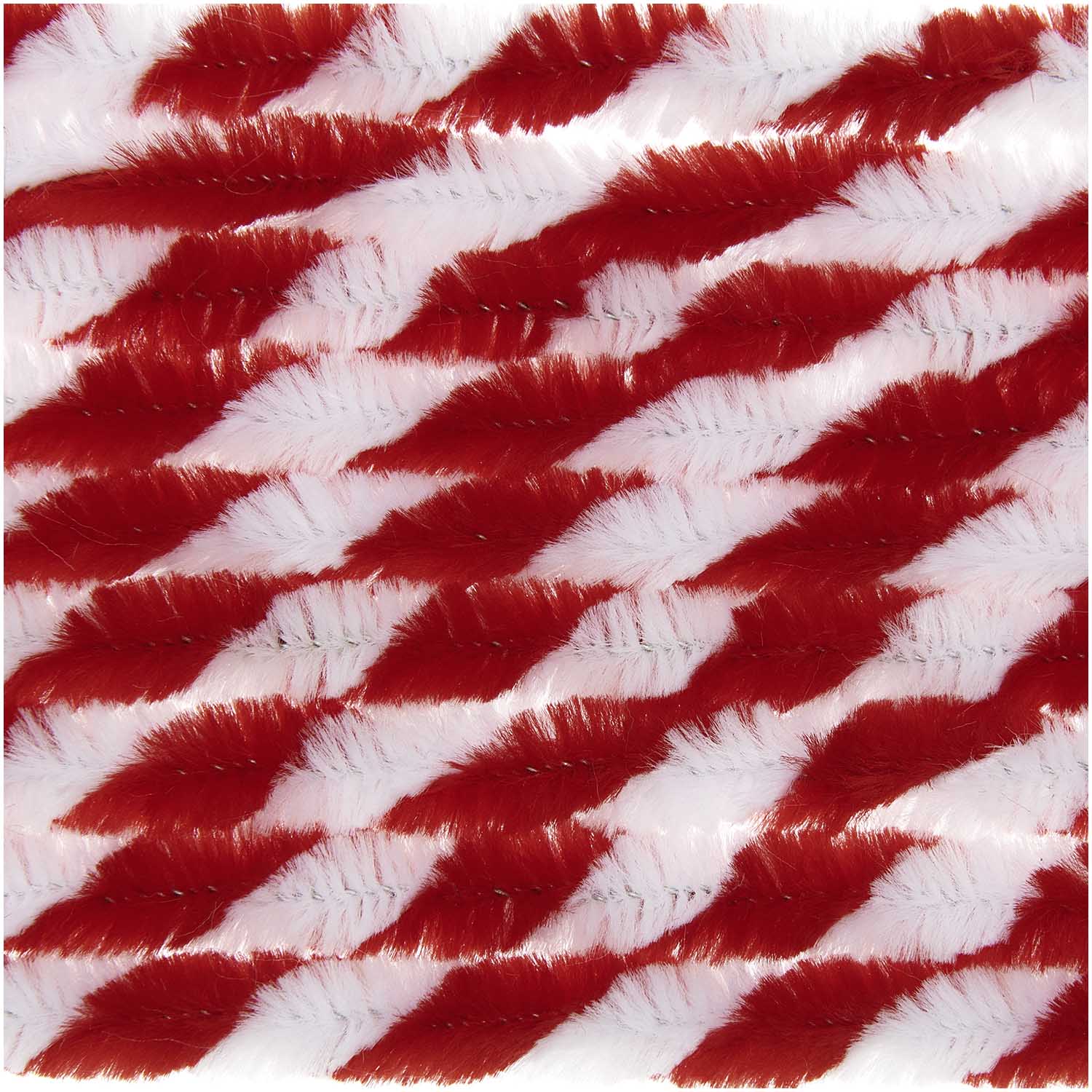 Chenilledraad Rood/Wit Gestreept 50cm 10st. deco12 - Afbeelding 1
