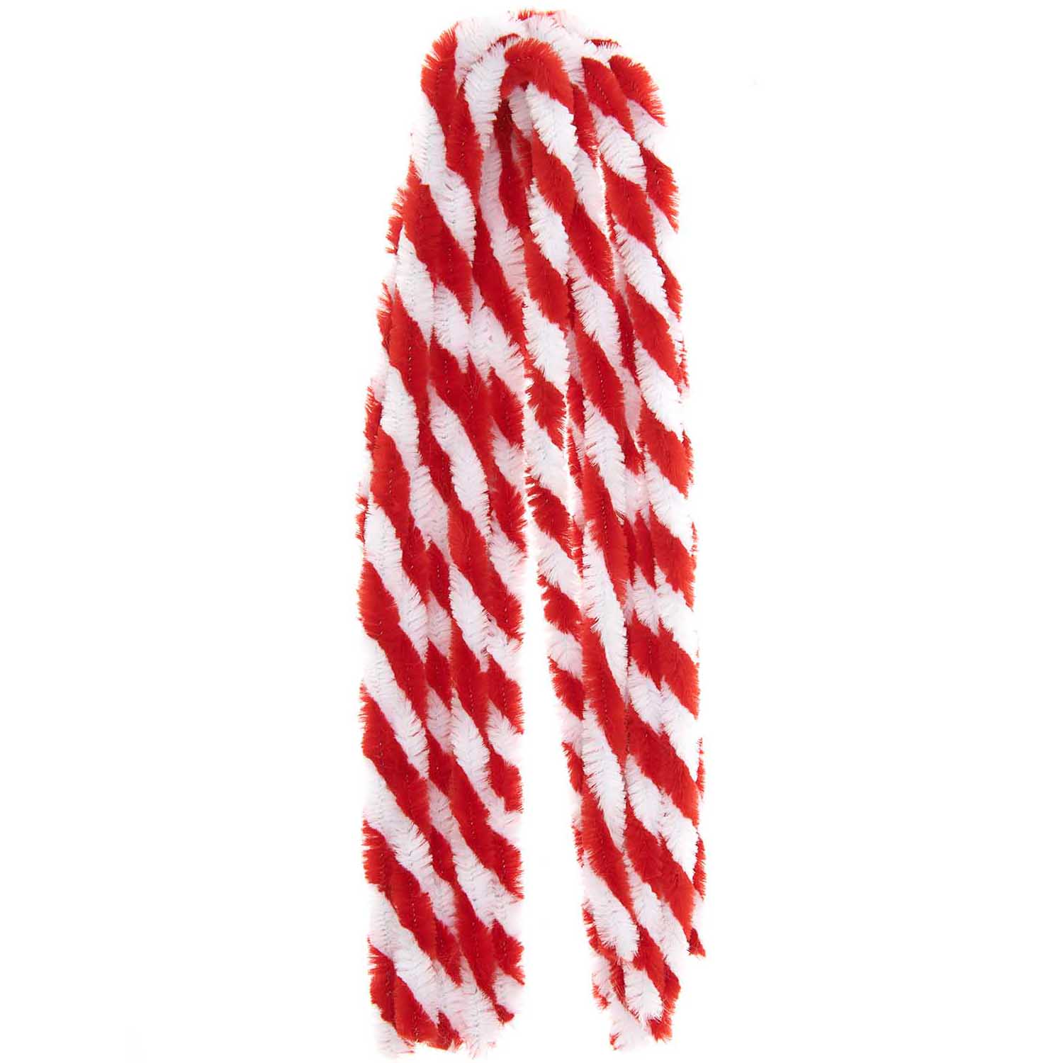 Chenilledraad Rood/Wit Gestreept 50cm 10st. deco12 - Afbeelding 3