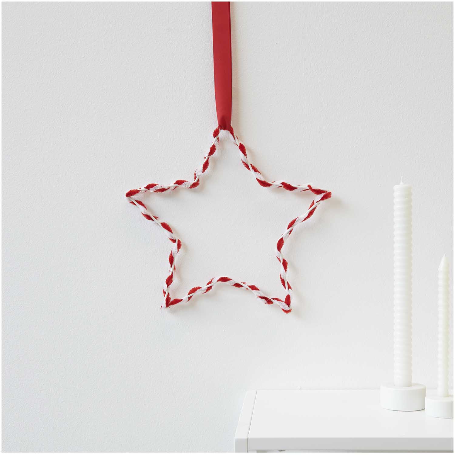 Chenilledraad Rood/Wit Gestreept 50cm 10st. deco12 - Afbeelding 5