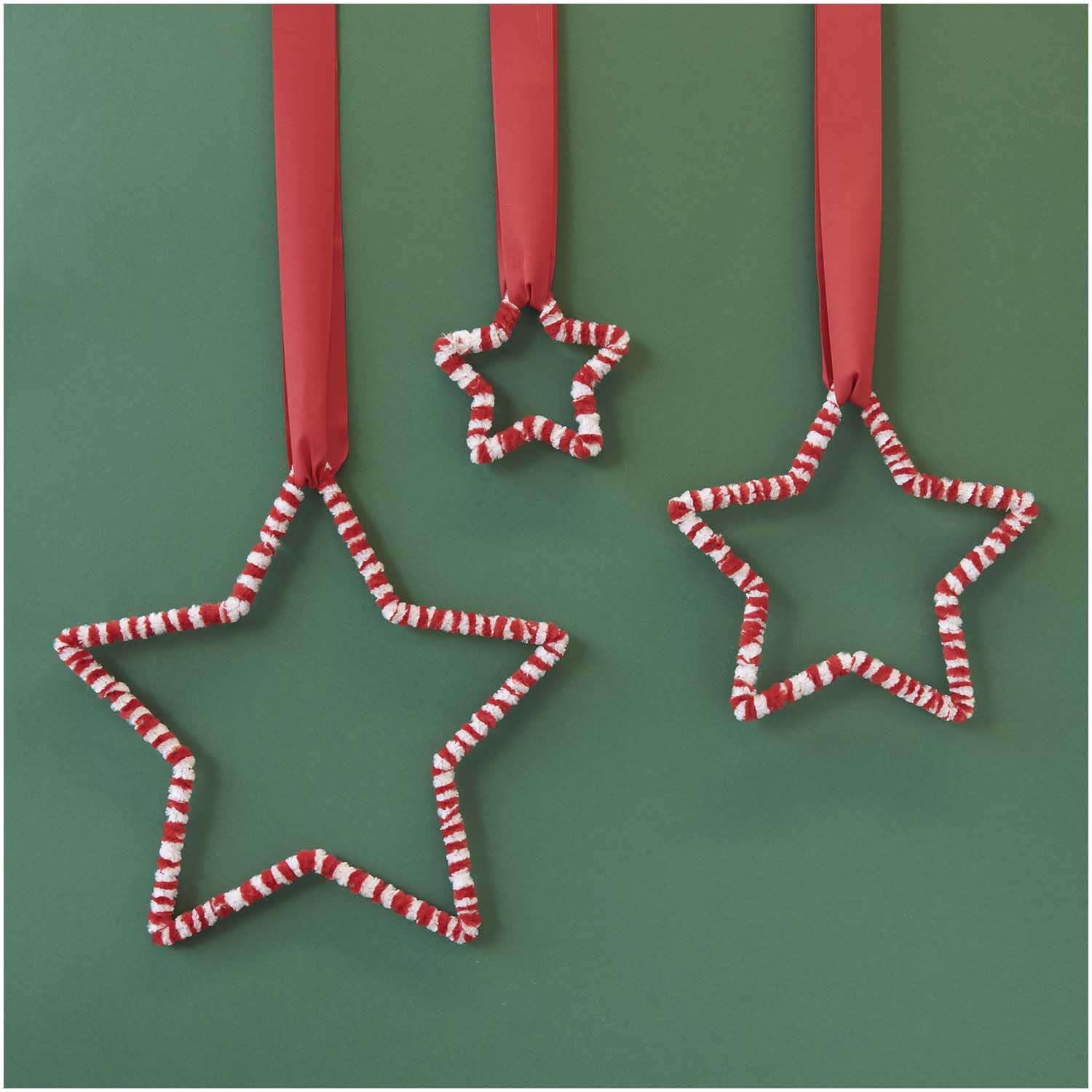 Chenilledraad Rood/Wit Gestreept 50cm 10st. deco12 - Afbeelding 6