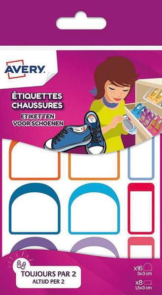 Etiket voor op schoenen Avery assorti, 24 etiketten
